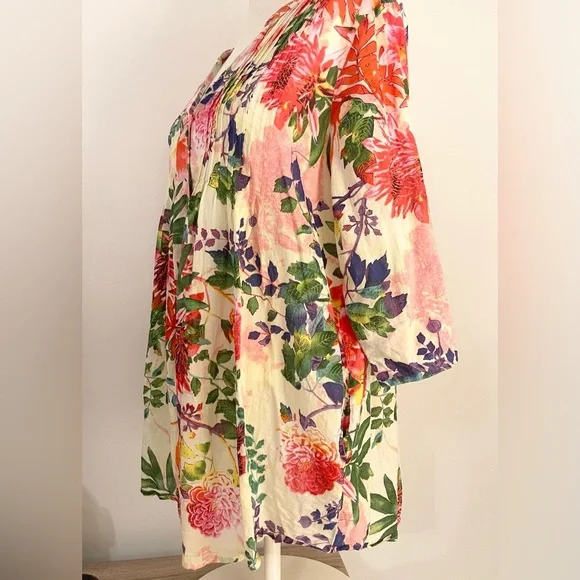 La Cera *Like New* Beautiful Floral Women’s Blouse Top Tunic | Size XL - Picture 6 of 12